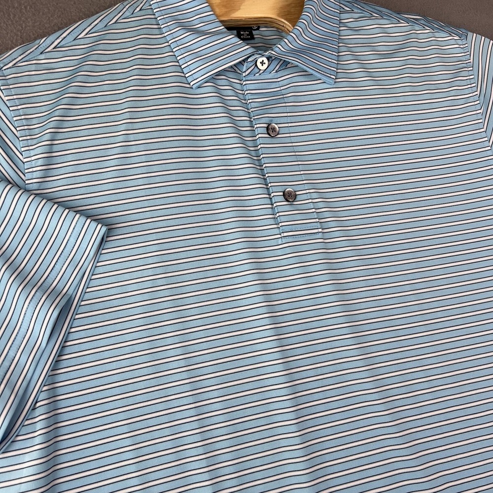 Foot Joy Polo Shirt Mens L Blue‎ Striped Golf National Senior State Team Patch